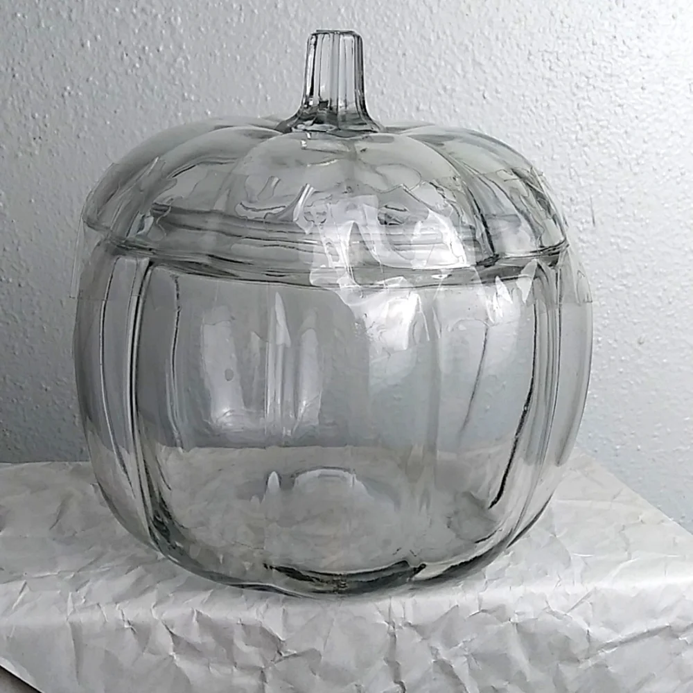 Anchor Glass Pumpkin Candy Jar Clear Glass Holiday Party